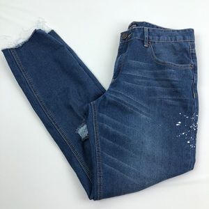 Project 18 ankle jeans paint splattered distressed